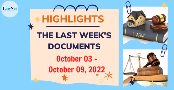 Highlights of the last week's documents (October 03 - October 09, 2022)